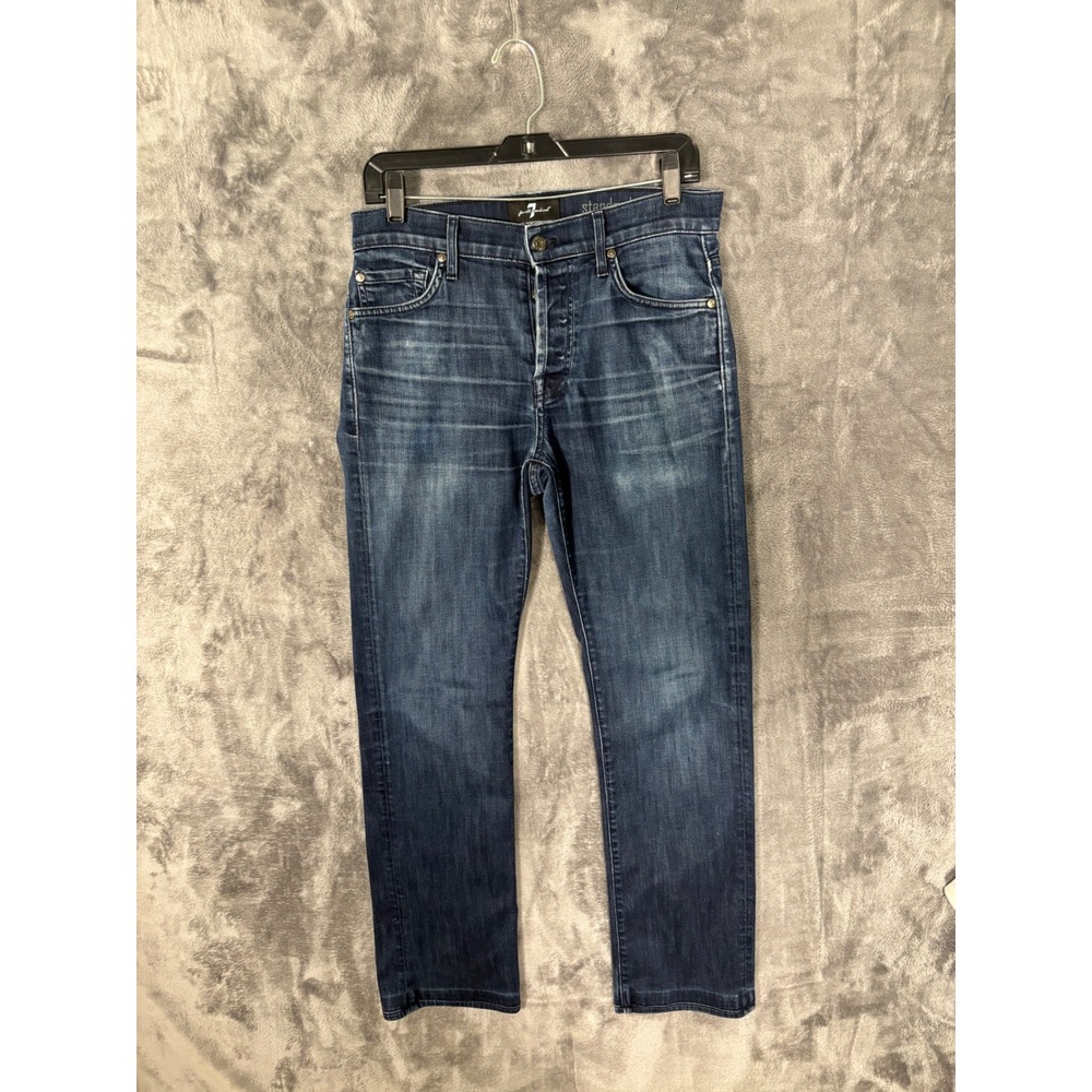7 For All Mankind Standard Straight Leg Jeans Dark Wash Blue Mens 33x30.5